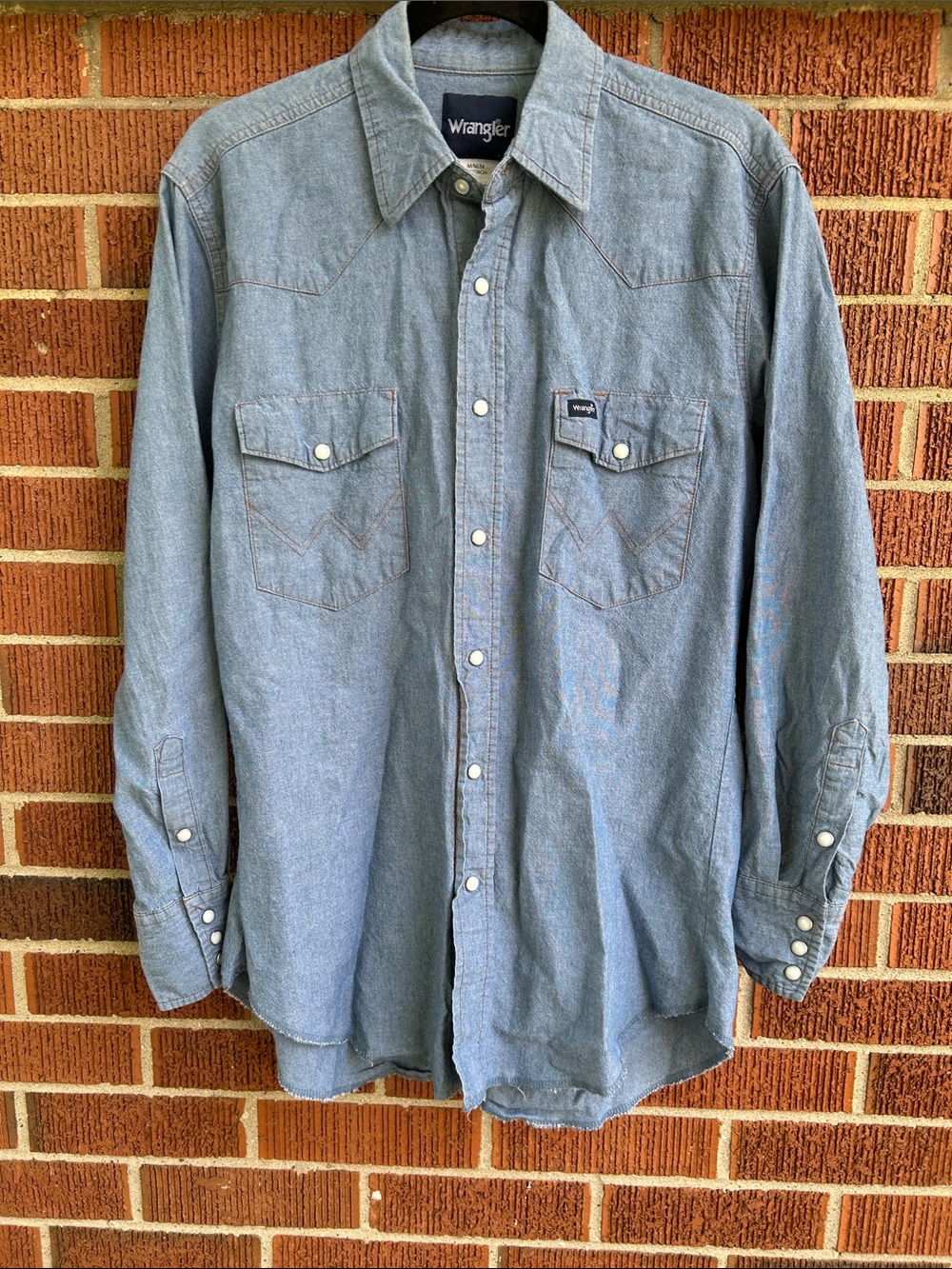 Wrangler Light Blue Denim Western Button-Down Shirt